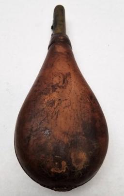 Early Embossed Leather 4lb Powder Flask