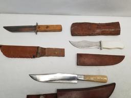 (4) Handmade Fixed Blade Knives with Sheathes