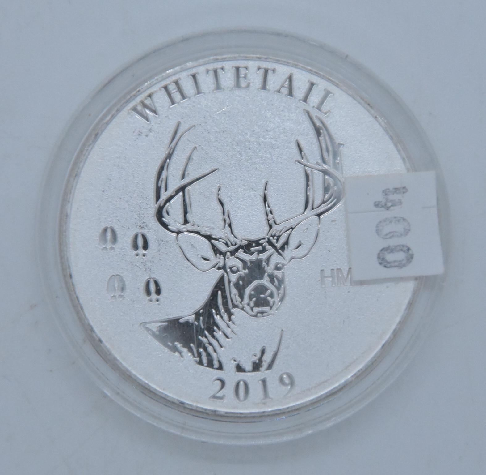 White Tail Deer Silver Round