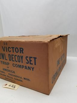 Vintage Victor Crow & Owl Decoy Set