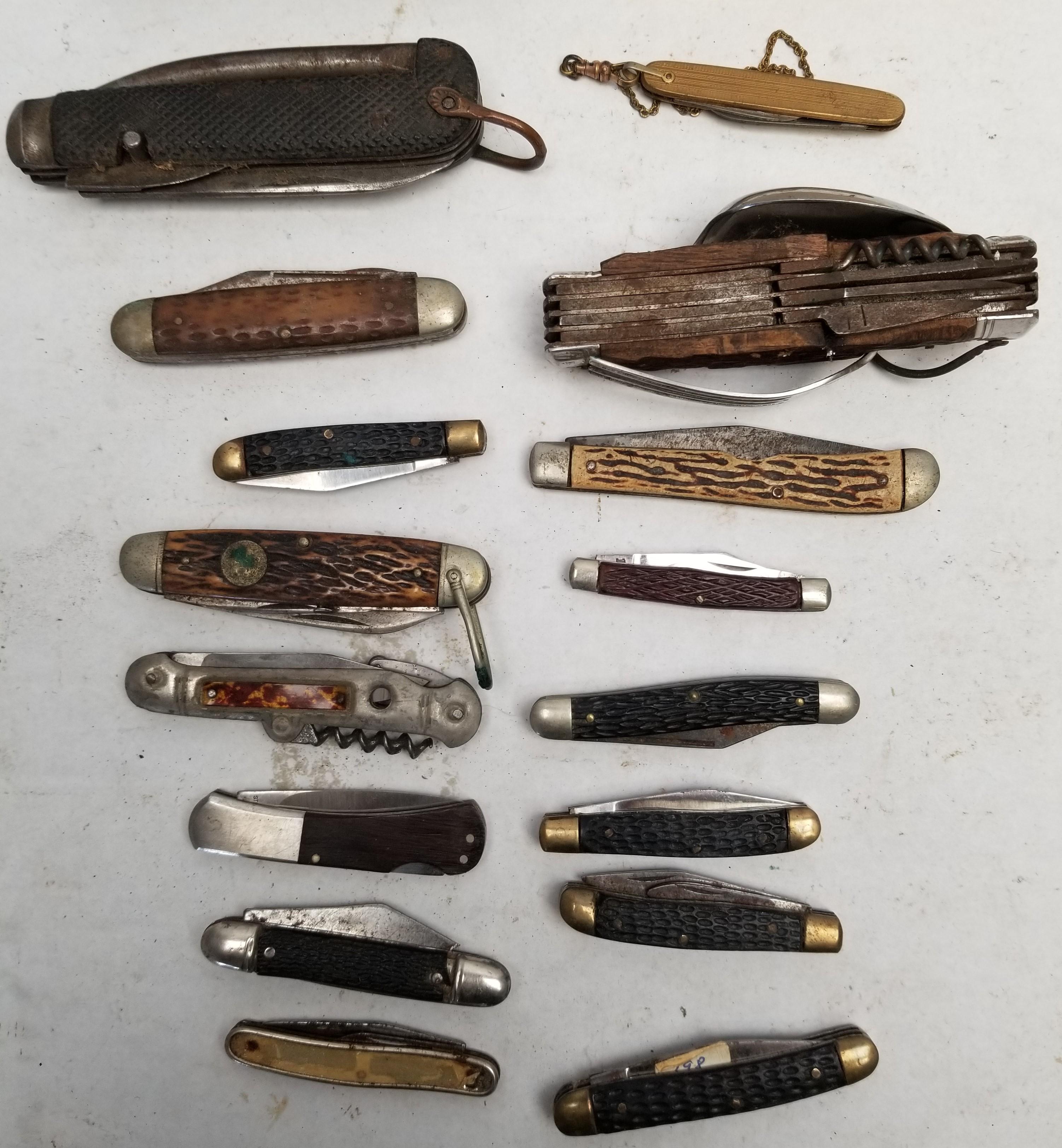 (16) Vintage Folding Knives & More