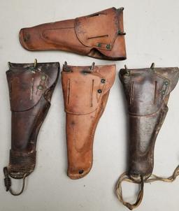 (4) Assorted U.S. Stamped Leather Pistol Holsters