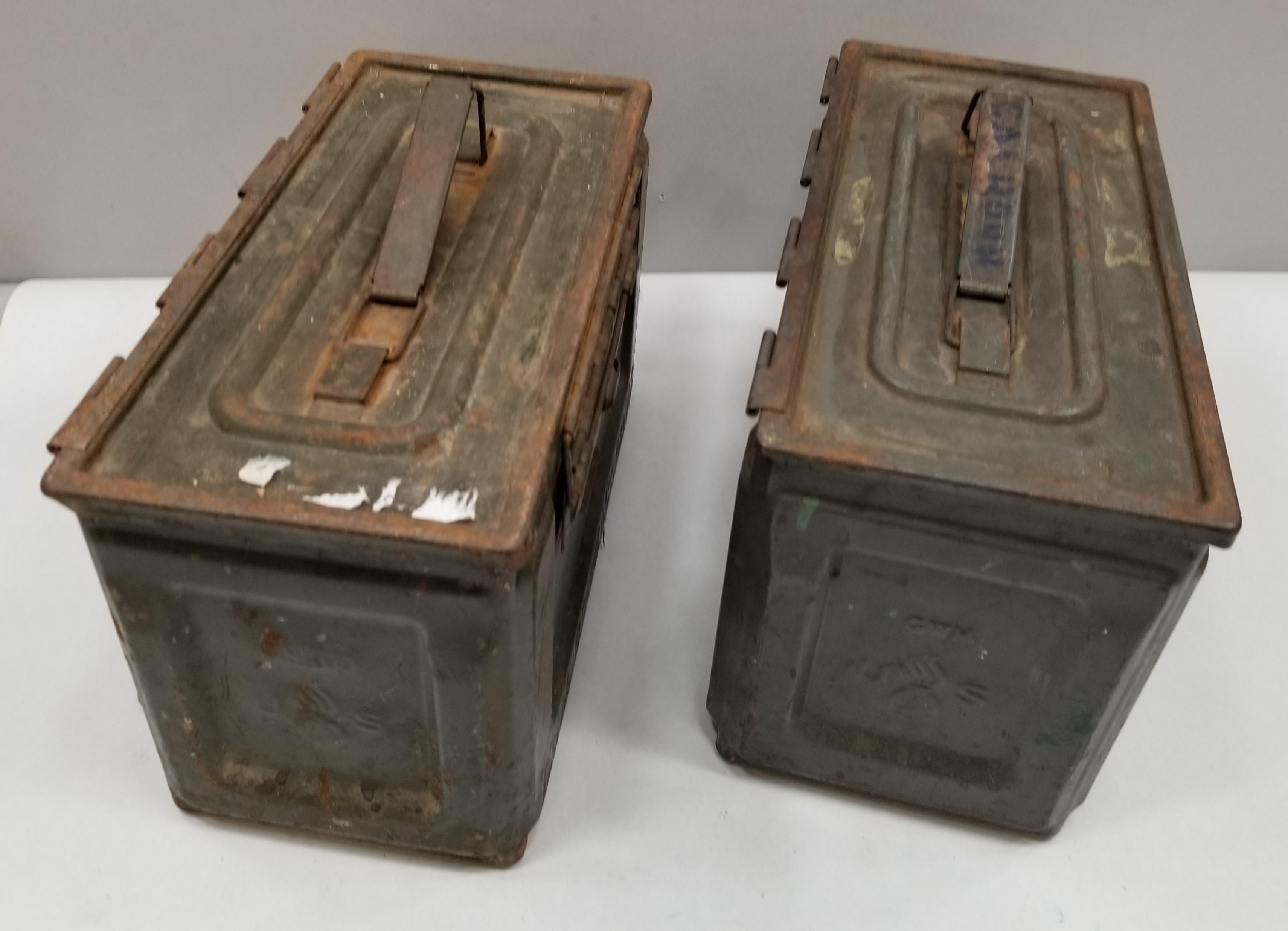 (2) WW2 Metal Ammo Boxs