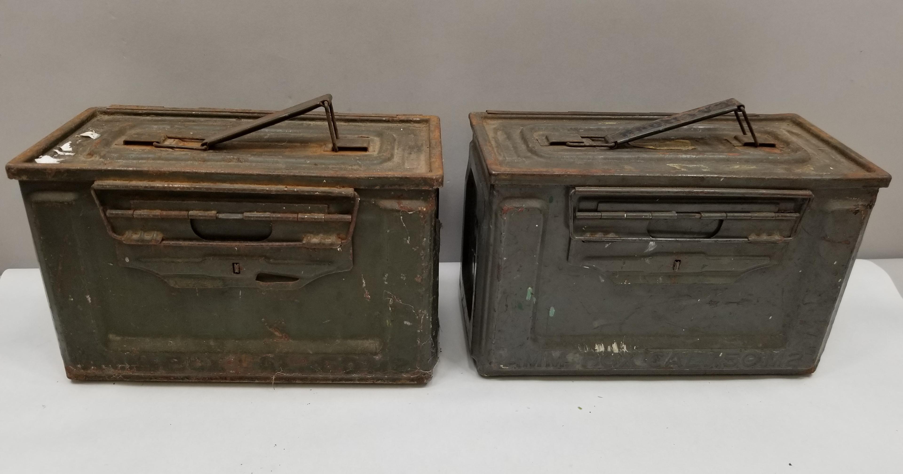 (2) WW2 Metal Ammo Boxs