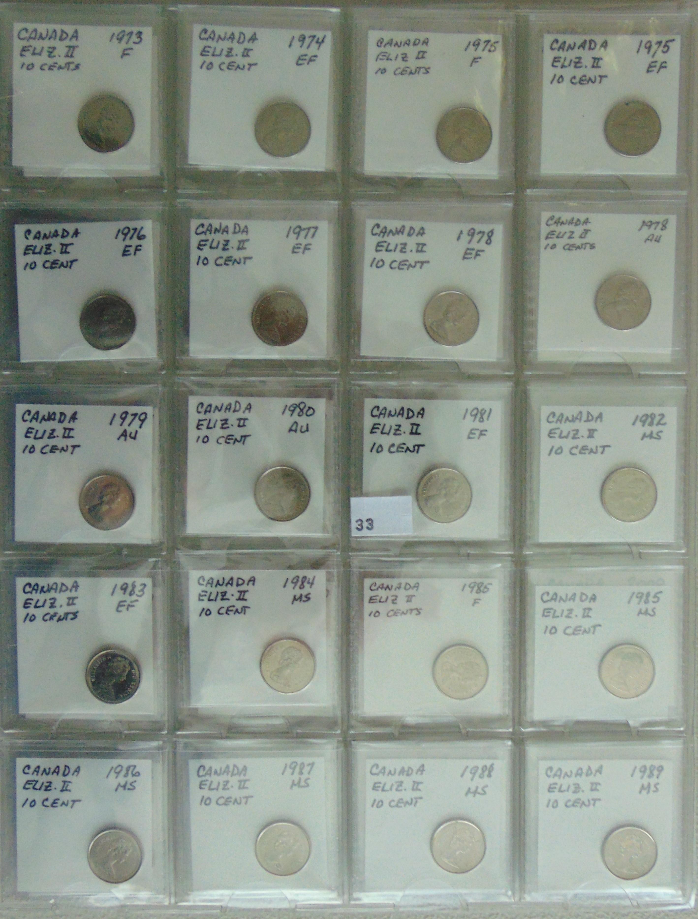 60pc. Canada Dime Set 1973-2009.