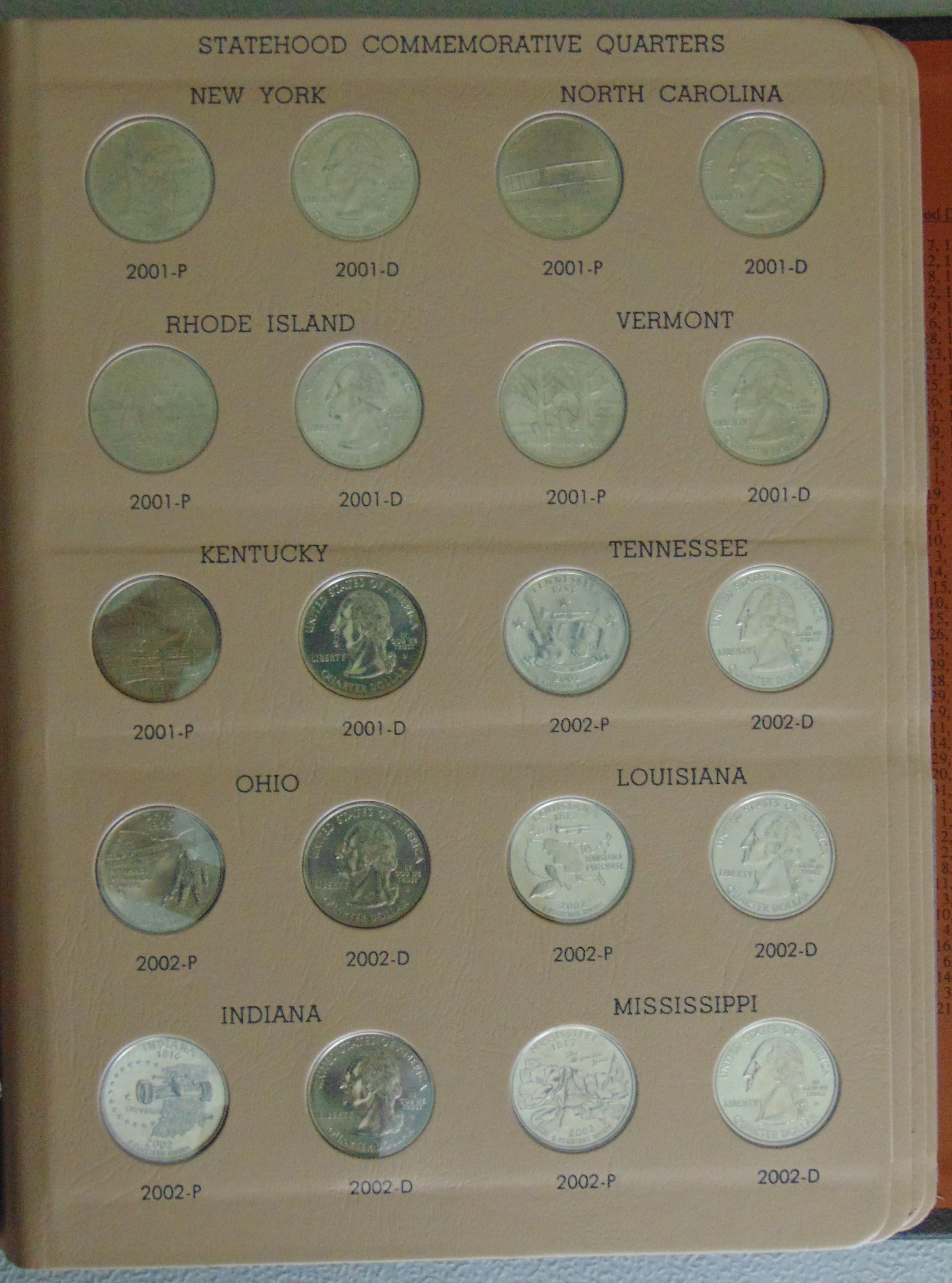 $17.50 face value Statehood Quarters 1999-2005