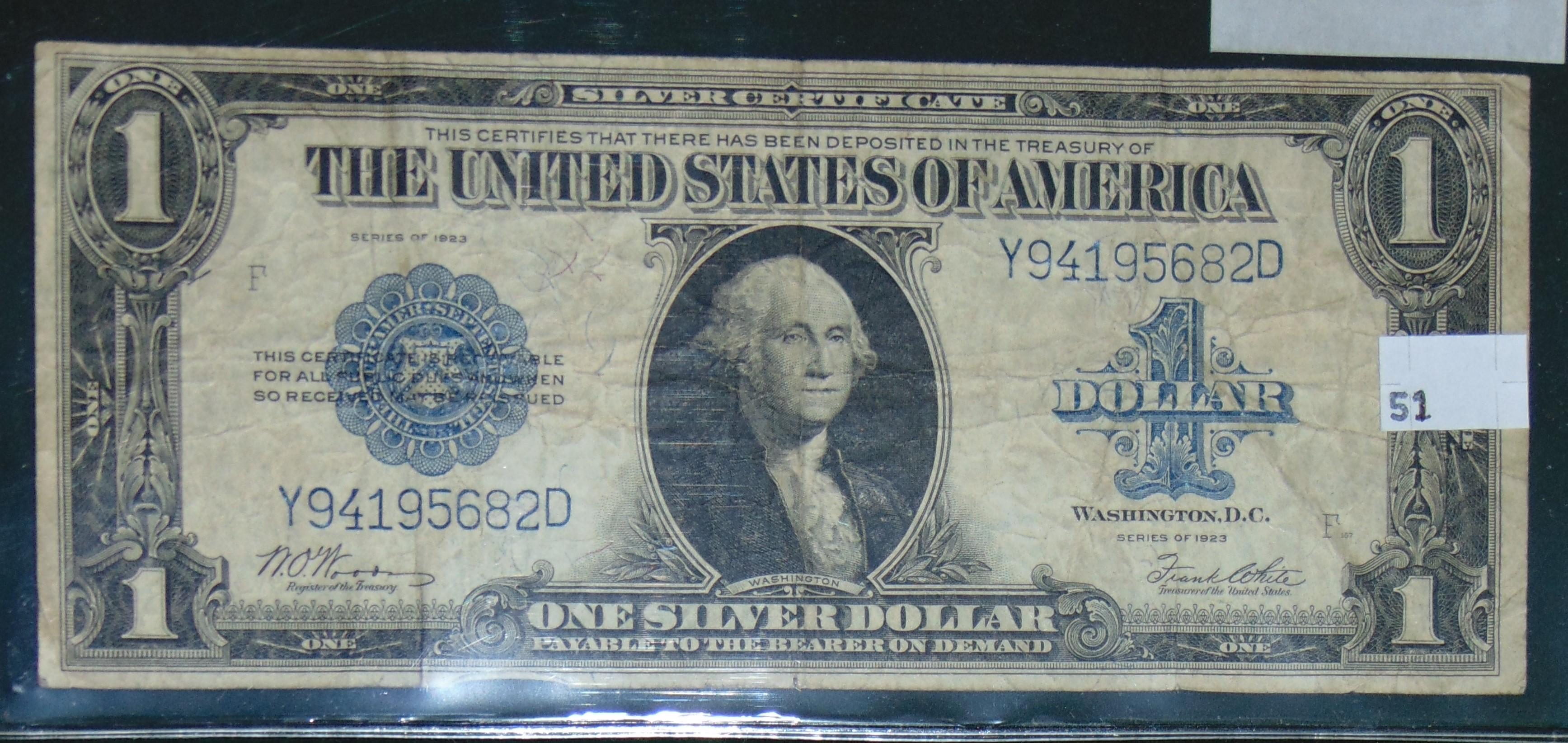 Series 1923 $1 Silver Certificate VG+.