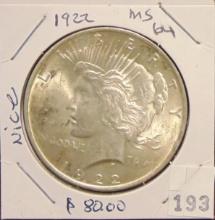 1922 Peace Dollar MS+.
