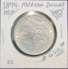 1899 Morgan Dollar (key date, low mintage).