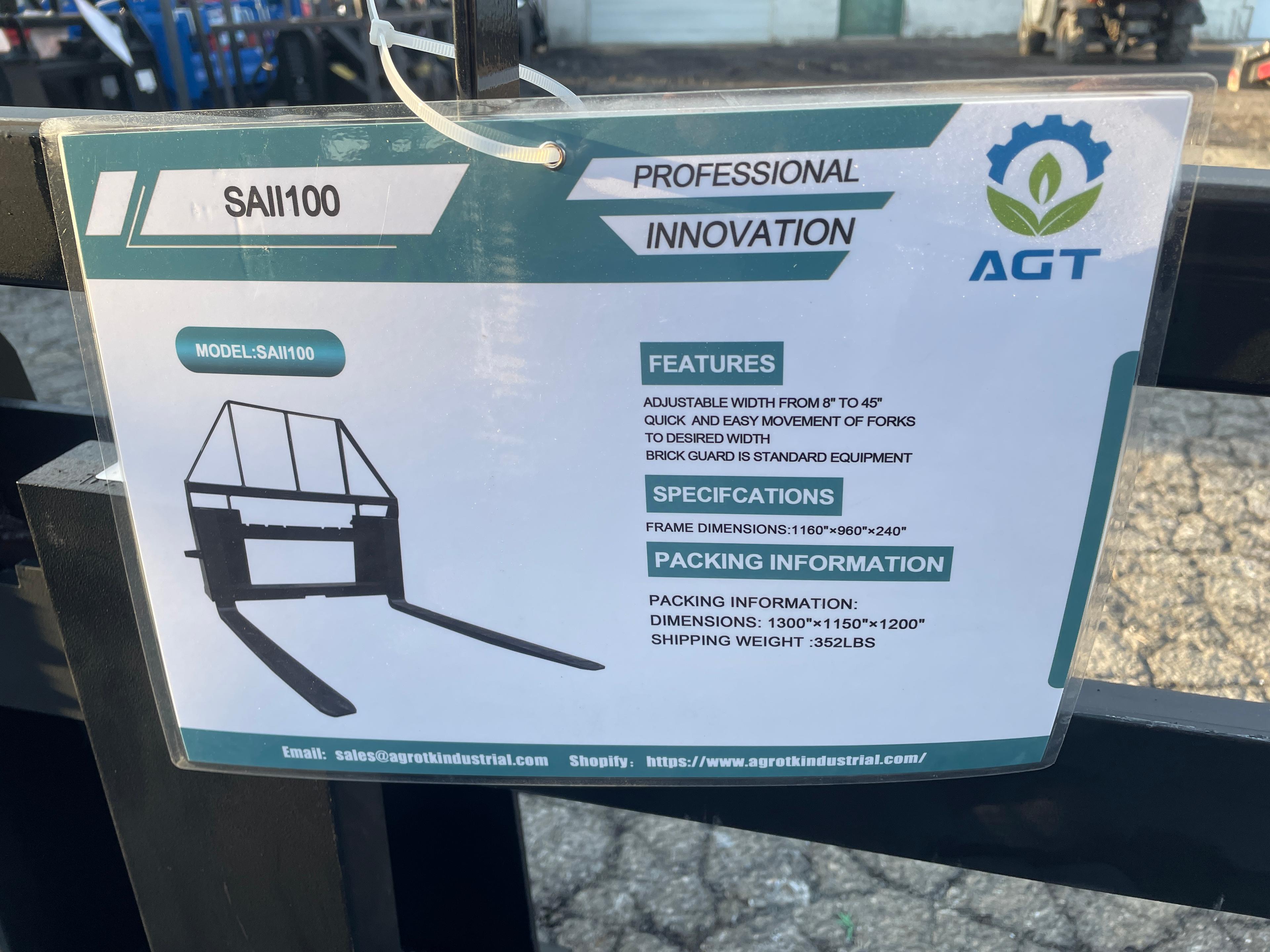 New AGT SAII100 Quick Attach Pallet Forks