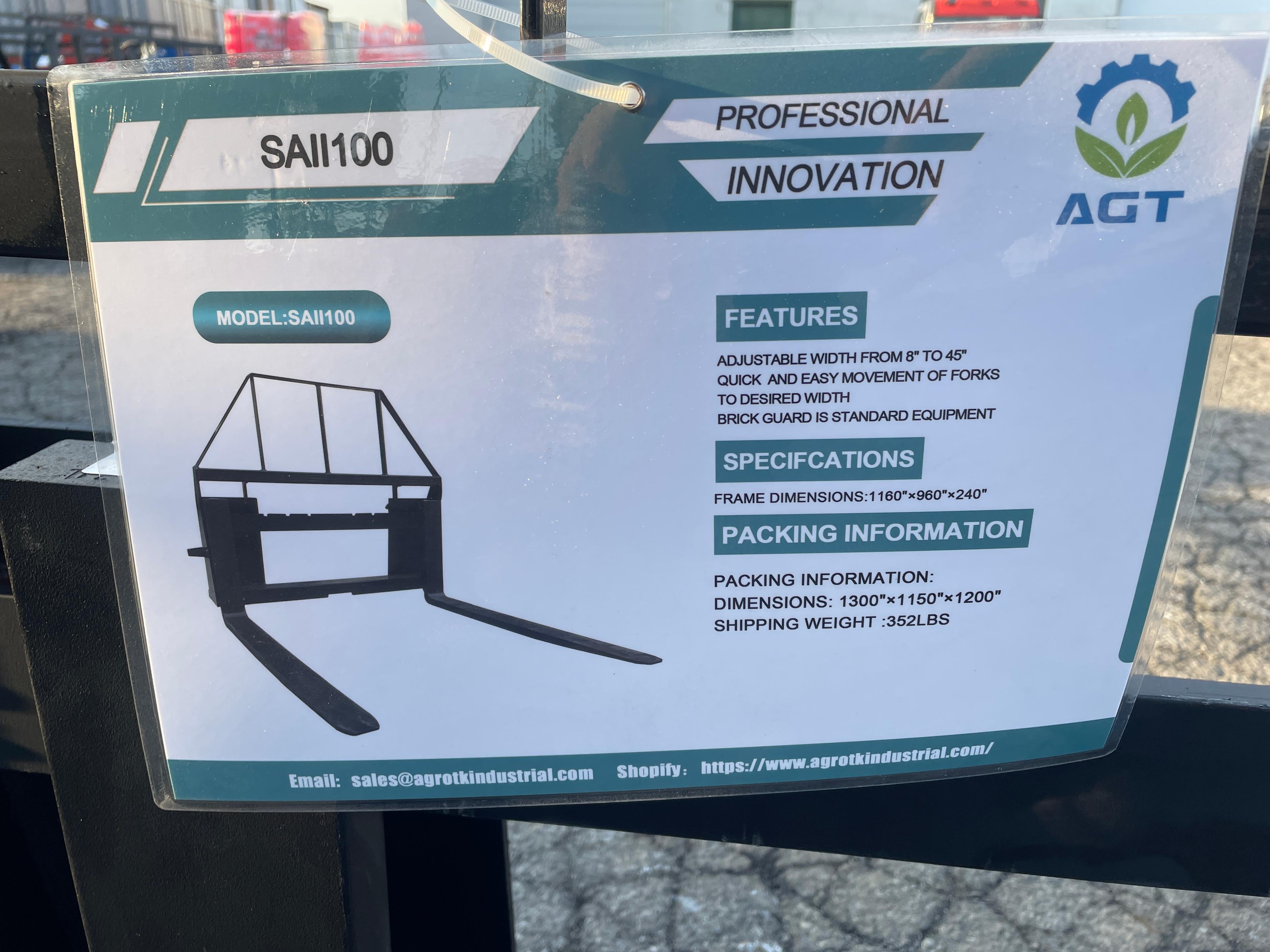 New AGT SAII100 Quick Attach Pallet Forks