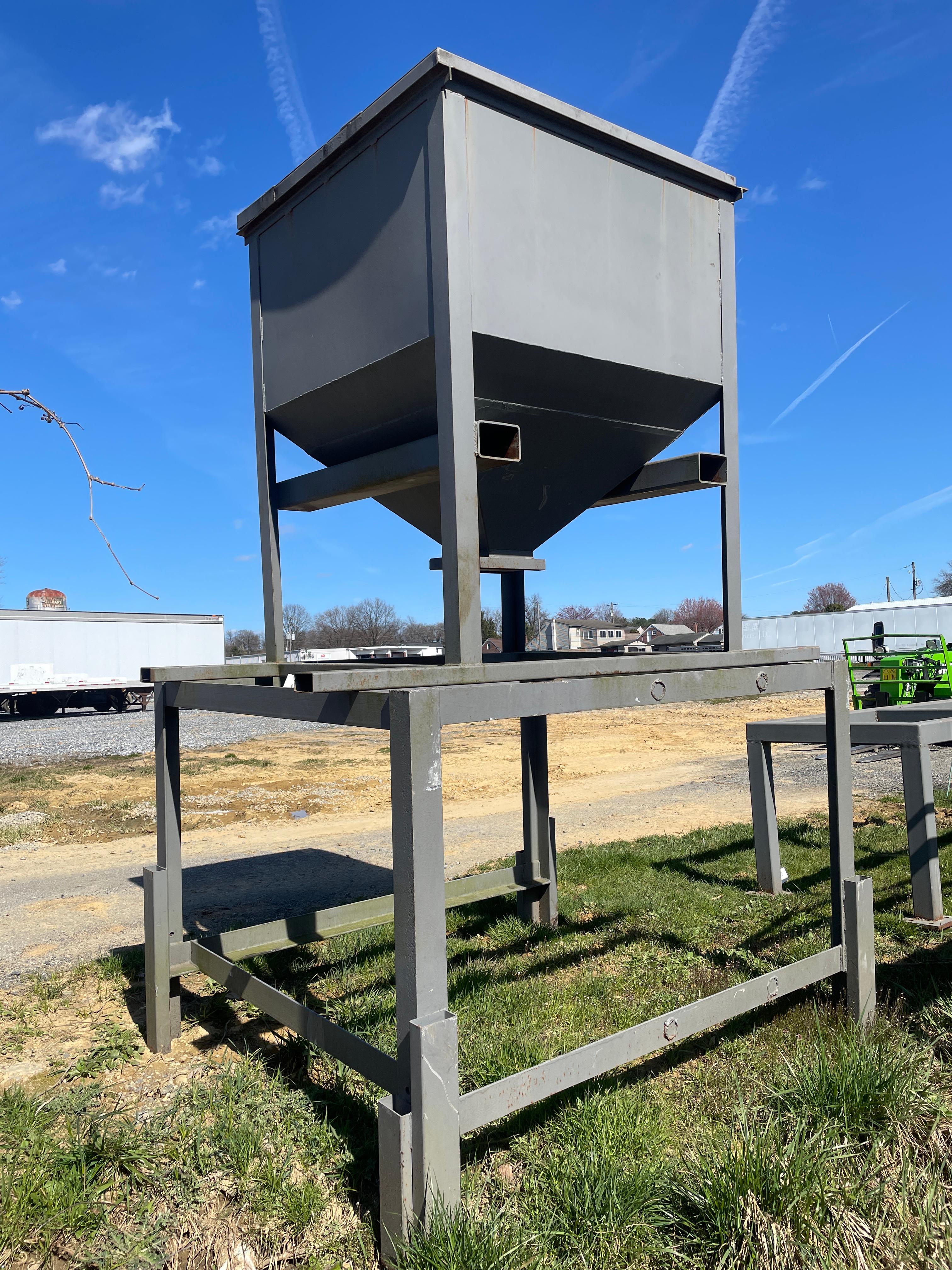 Used Metal Hopper Bin Mounted On Legs