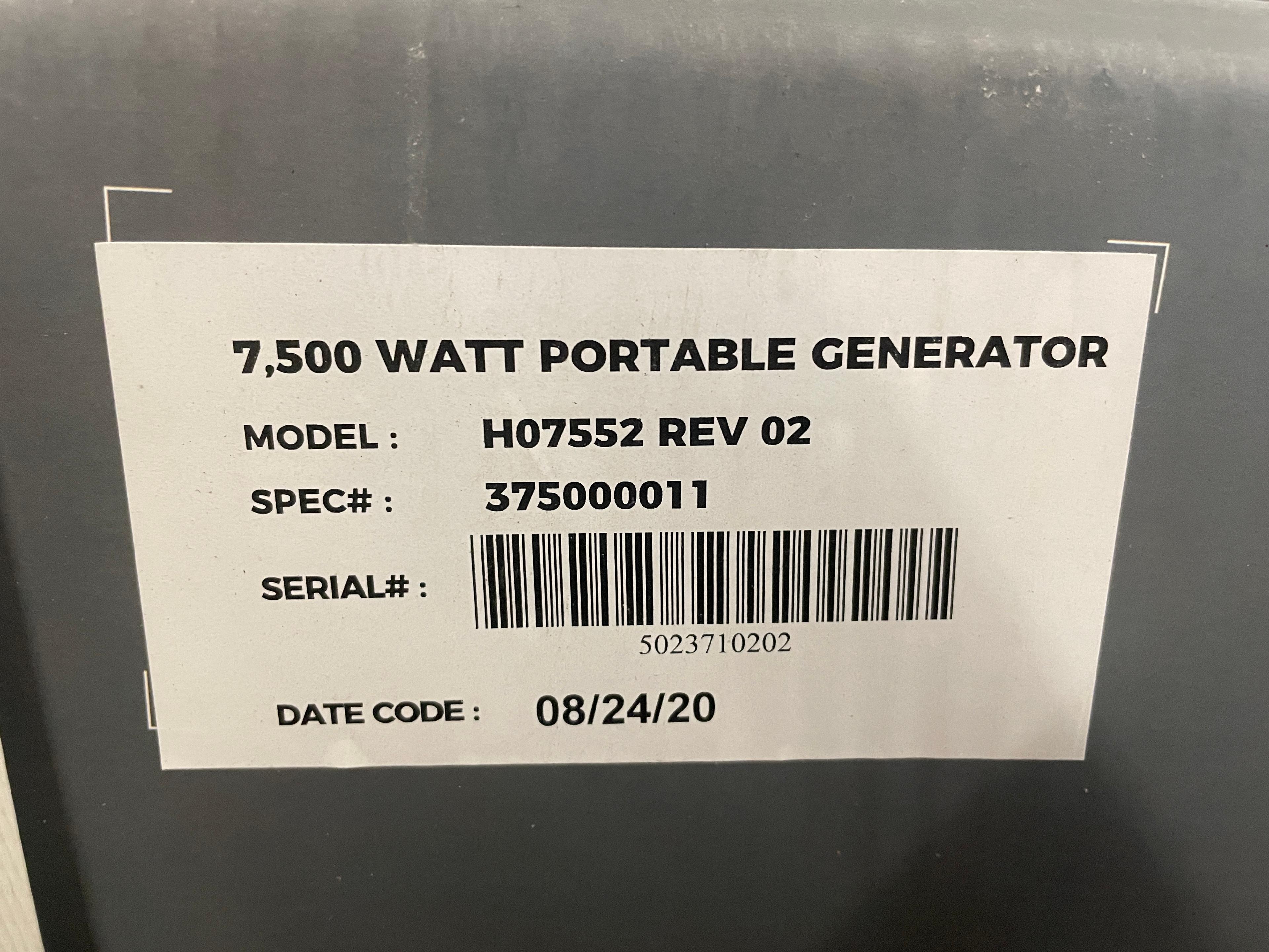 New Firman HO7552 7500 Watt Portable Generator