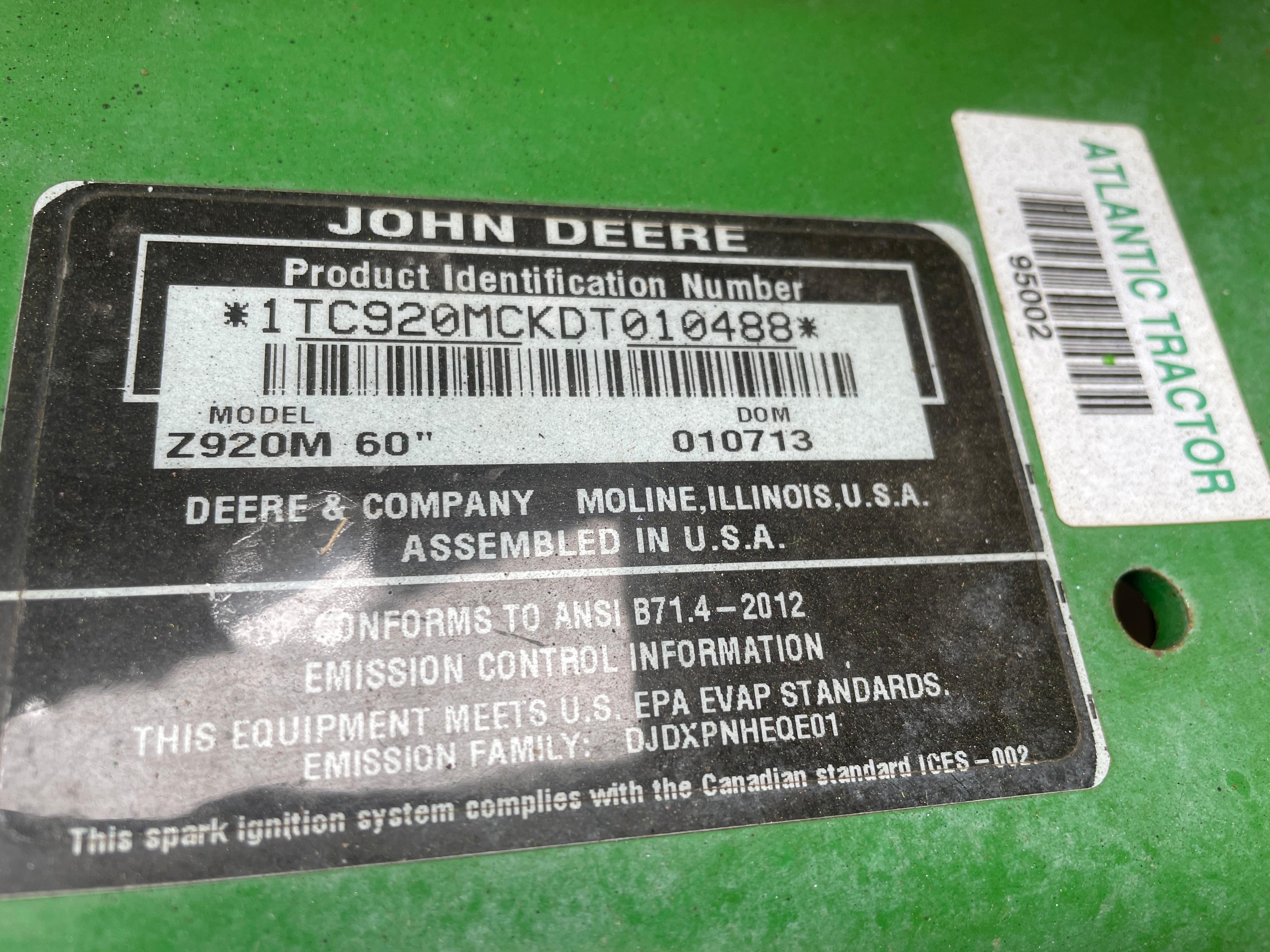 John Deere Z920M ZTRAK 60" Zero Turn Mower