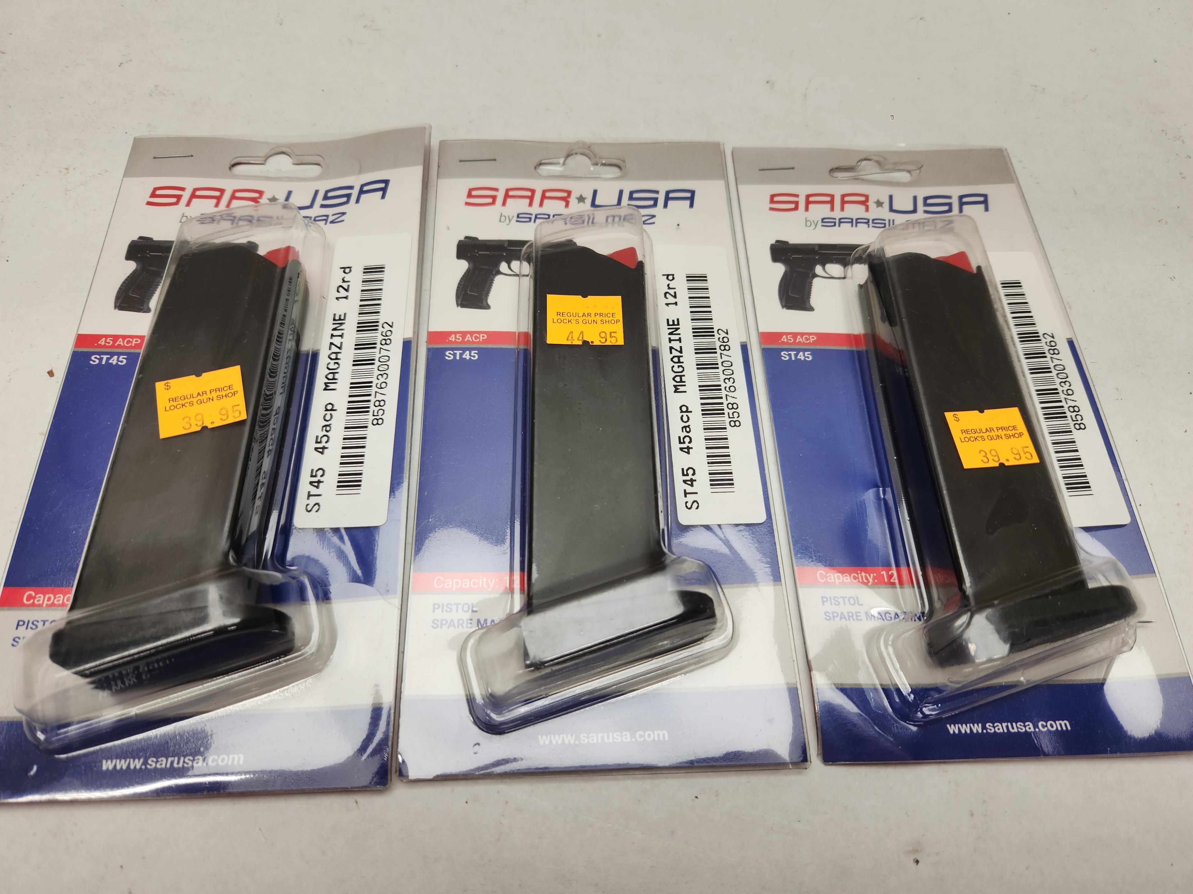 (3Pcs.) SAR USA ST45 12RD .45ACP MAGAZINES