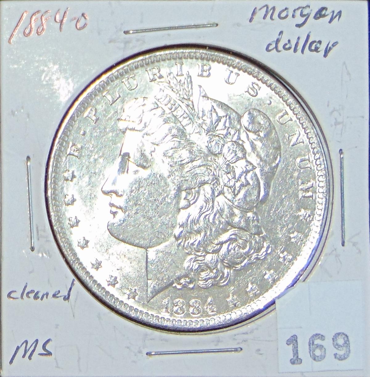 1884-O Morgan Dollar MS (cleaned).