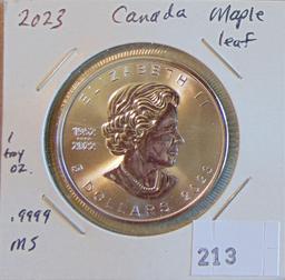 2023 Canada Maple Leaf 1 Oz. Silver .999 MS.
