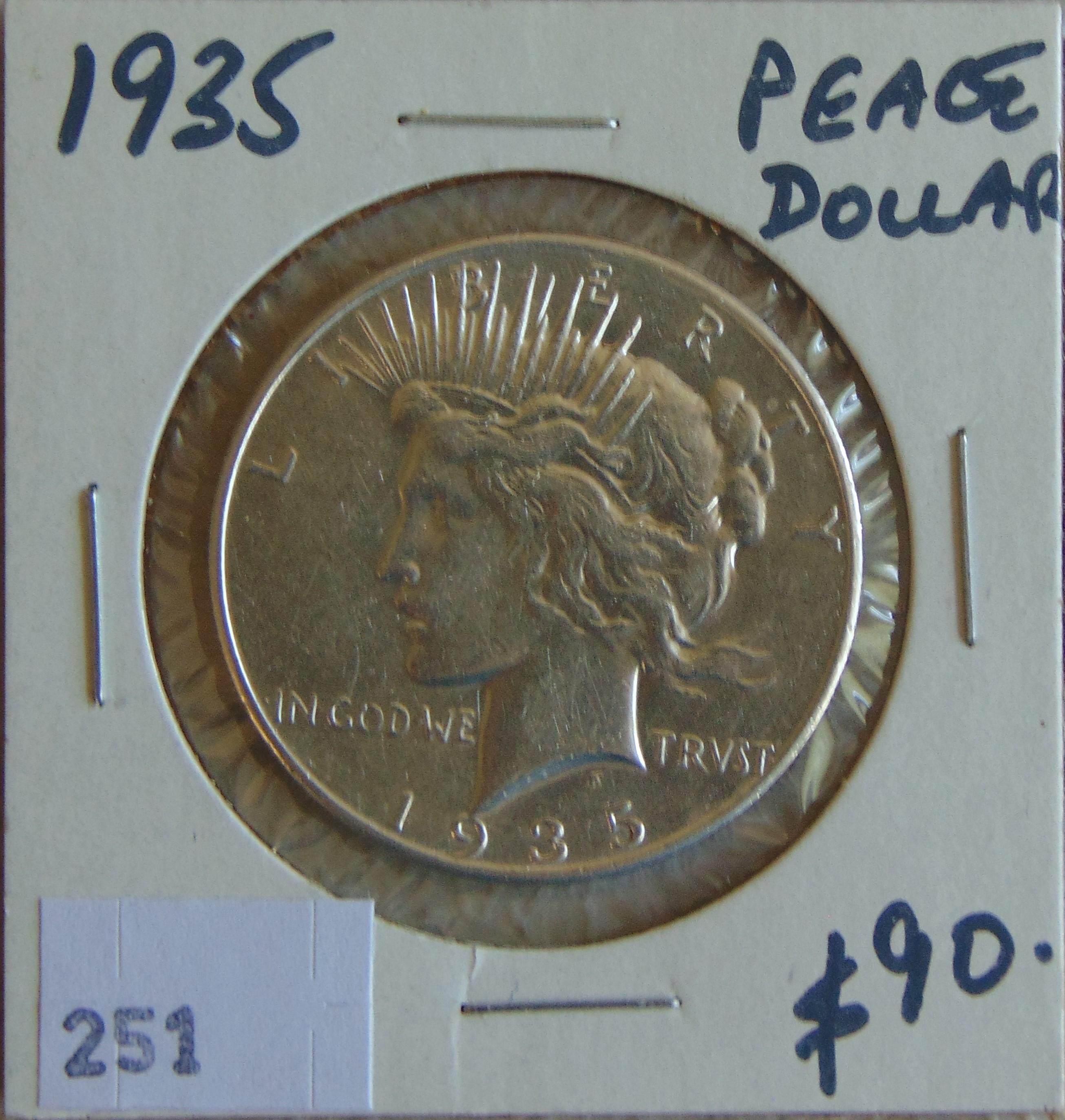 1935 Peace Dollar AU.