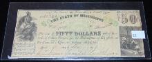 Mississippi 1862 $50 Note.