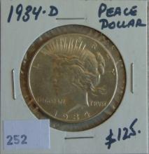 1934-D Peace Dollar AU.