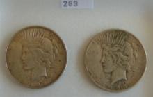 1922, 1923-S Peace Dollars.