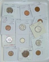 Canadian Variety: 24 misc. Coins plus 1 Silver Dim