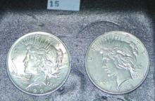 1922, 1922-D Peace Dollars XF, VF.