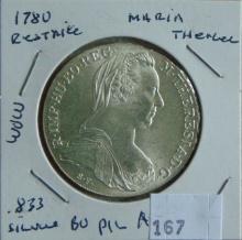 1780 (restrike) Austria Maria Theresa Thaler .833