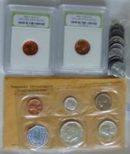 Variety: 1964 U.S. Proof Set. 12 1943 Steel Cents.