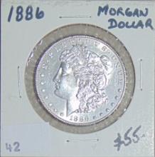 1886 Morgan Dollar AU.