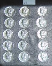 15 Mercury Dimes 1938-1945. Nice group!