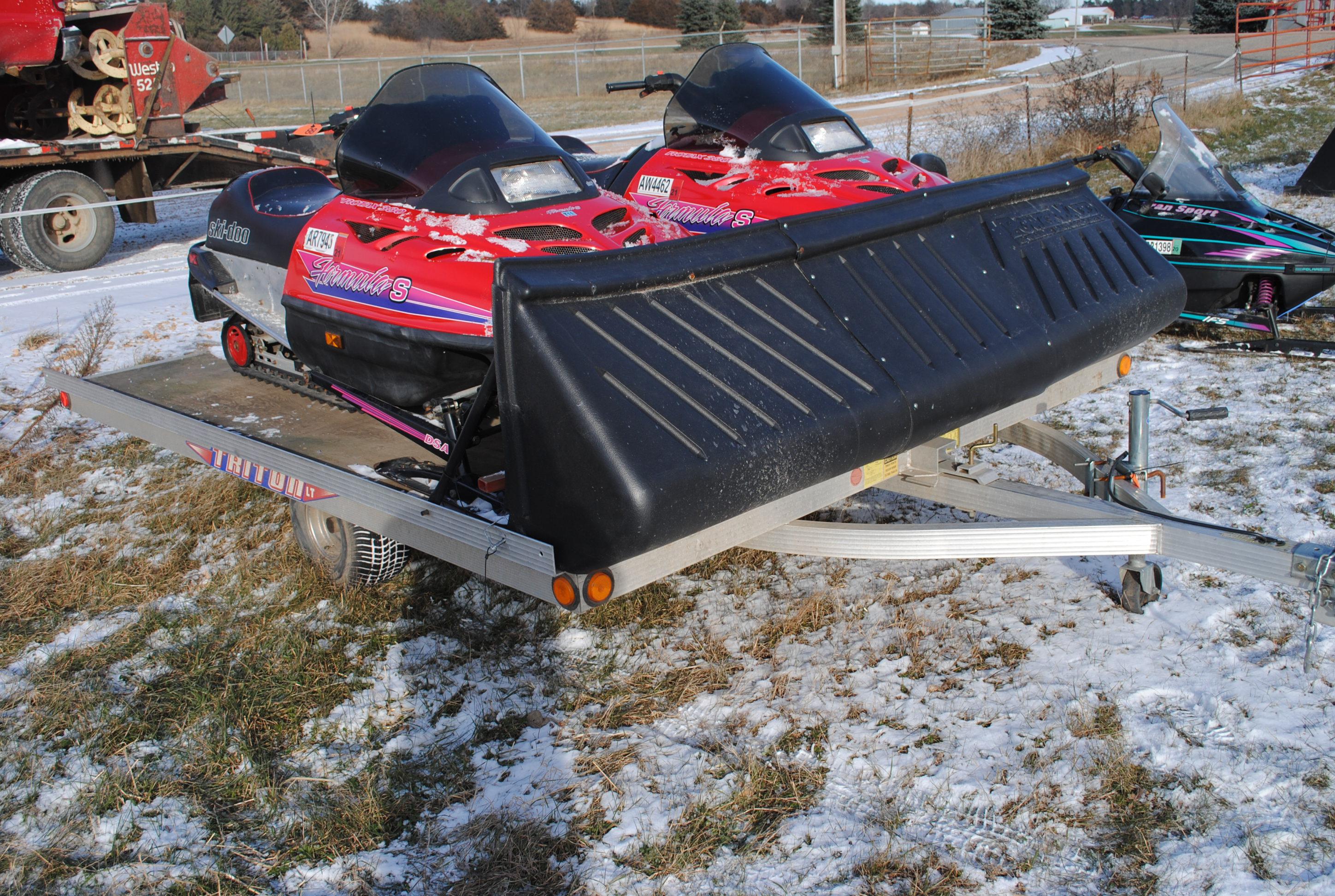 2001 Triton LT snowmobile trailer with tilt bed, salt shield, 10'x8'6", sled locks, permanent licens