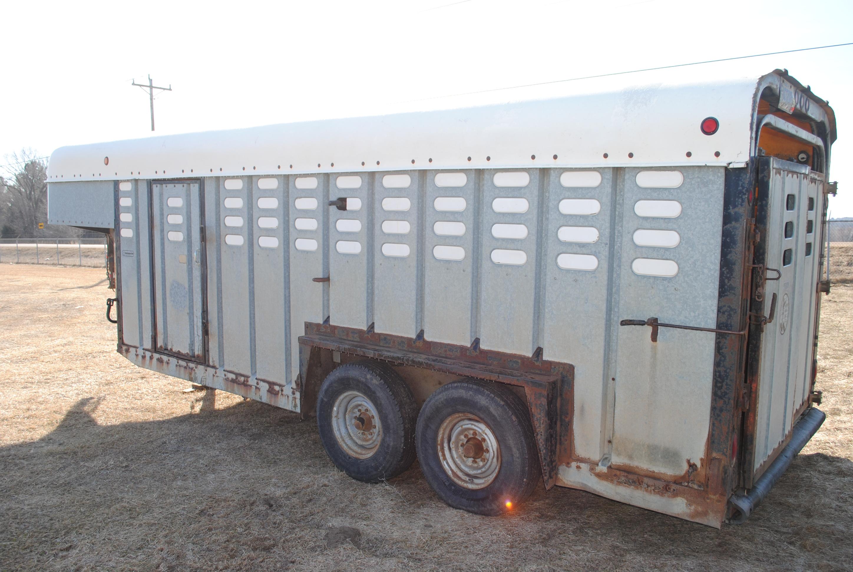 1986 Kiefer Gooseneck Livestock Trailer, 18' long on the floor, 7' wide, 6-1/2' tall, galvanized sid