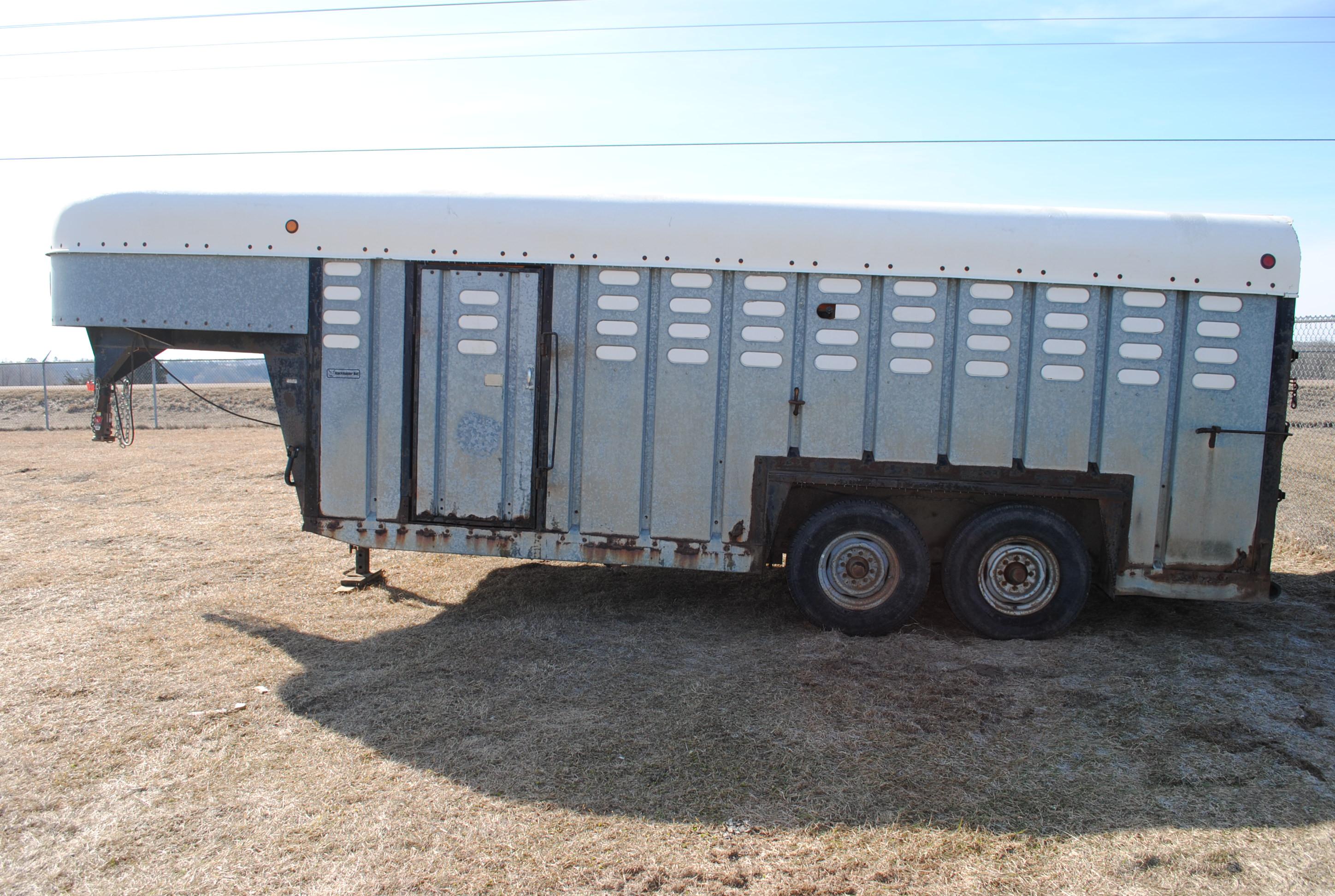 1986 Kiefer Gooseneck Livestock Trailer, 18' long on the floor, 7' wide, 6-1/2' tall, galvanized sid