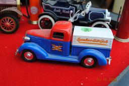 Toy gas pumps, misc. cars & trucks