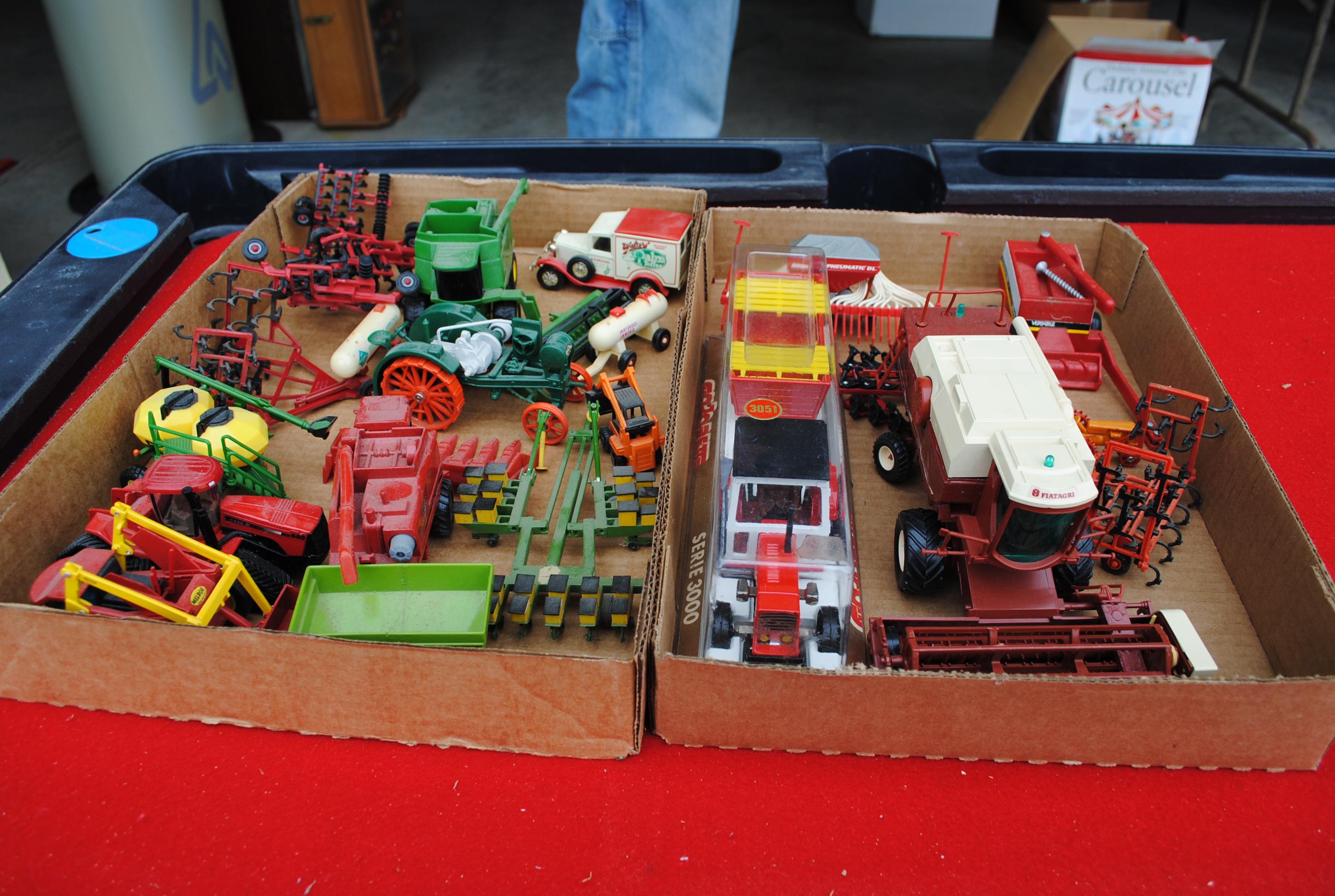 2 Boxes including John Deere Fiatagri, Case, Melroe, Versatile, tractors, combines, implements