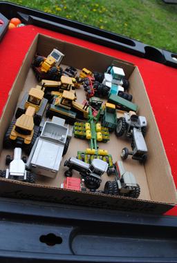 2 Boxes including 1/64 Big Bud, Cat, Gleaner, White, John Deere tractors & implements