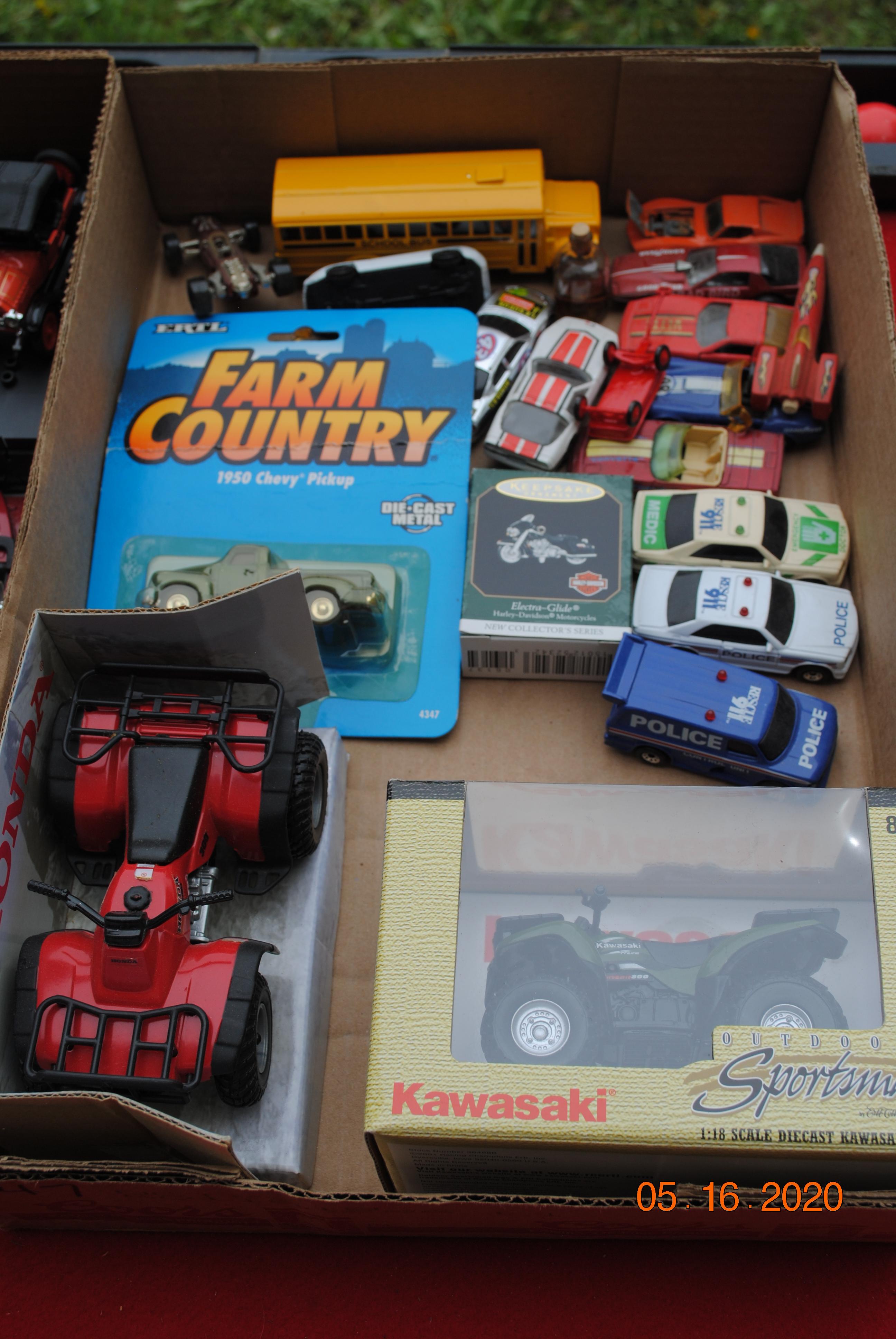 2 Boxes including misc. cars, 4-wheelers