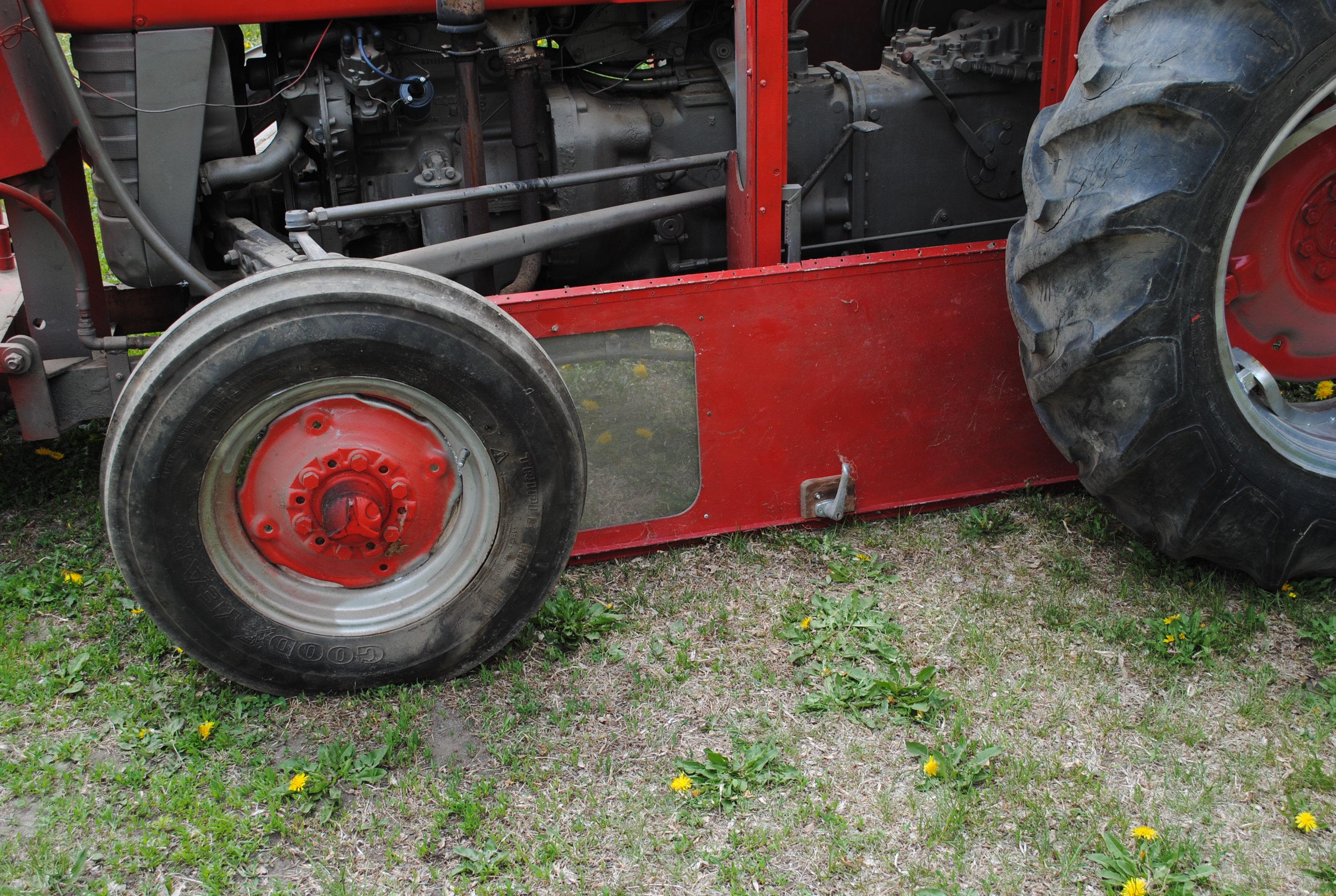 Massey Ferguson 135 Tractor with 6' hydraulic up and down front-mount broom, power steering, shows 2
