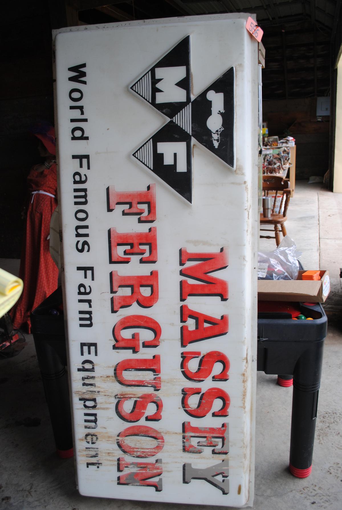 "Massey Ferguson World Famous Farm Equipment" plastic sign 70"x28-1/2"
