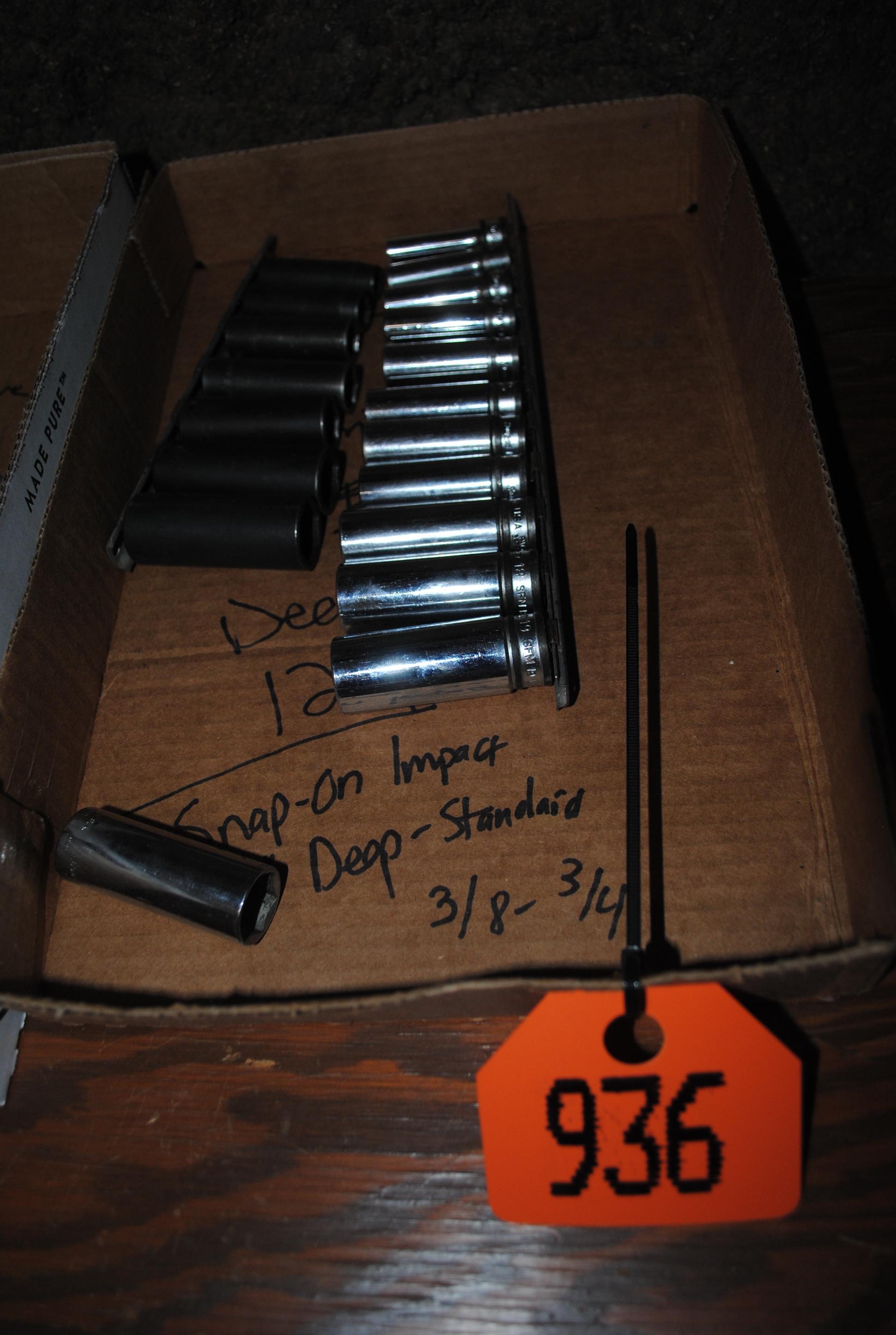 Snap-On 3/8 drive metric 9-19 deep well 12-point, Snap-On impact 3/8 deep standard 3/8-3/4