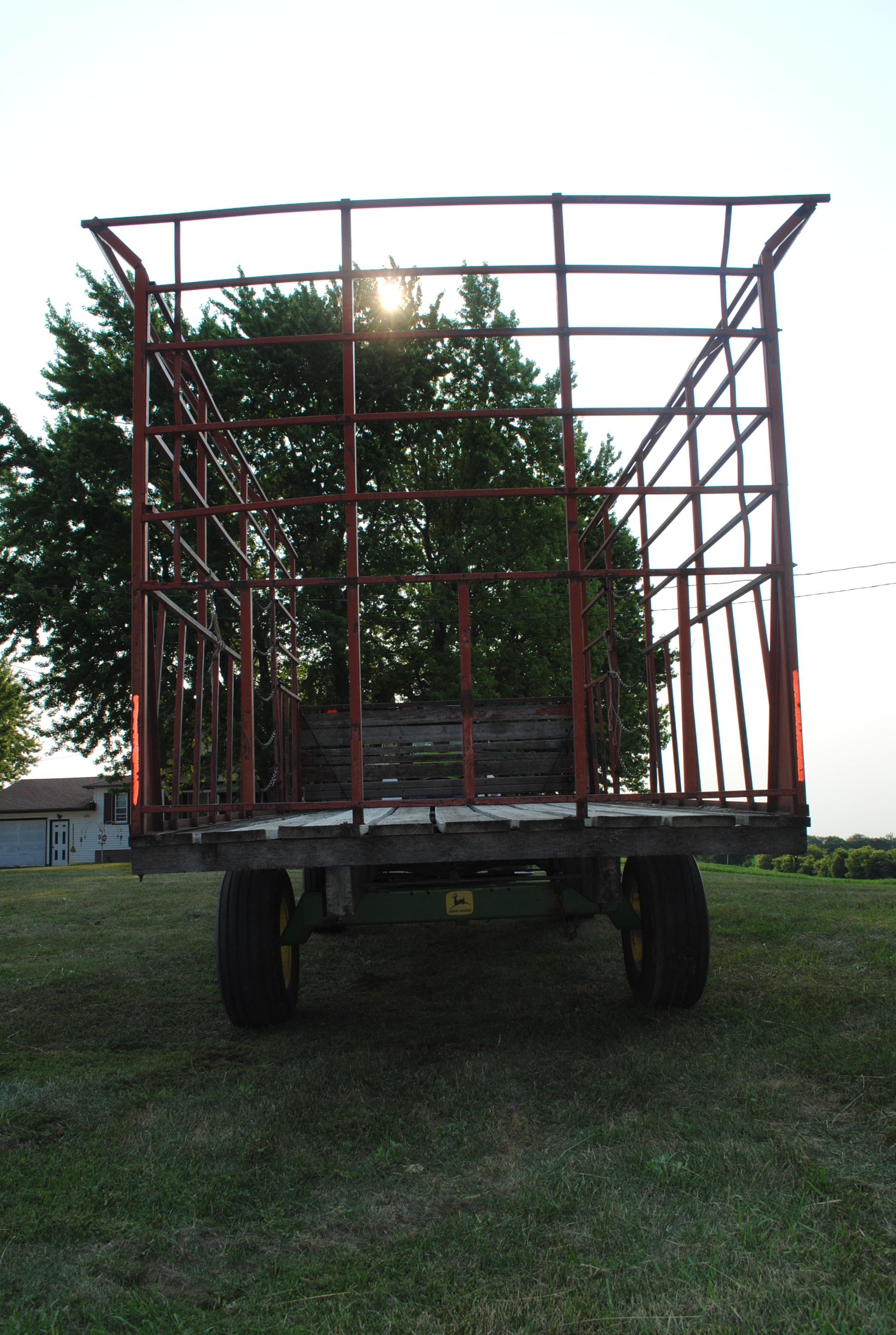 H&S 8'x16' Throw Bale Wagon on John Deere heavy duty running gear