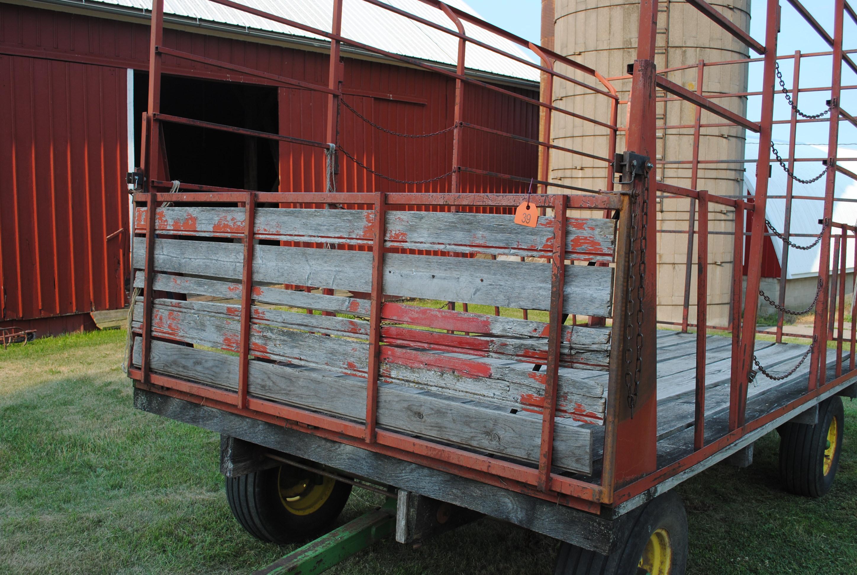 H&S 8'x16' Throw Bale Wagon on John Deere heavy duty running gear