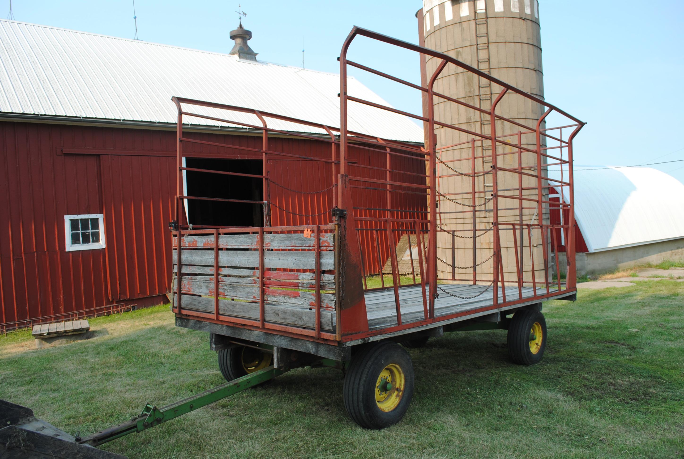 H&S 8'x16' Throw Bale Wagon on John Deere heavy duty running gear