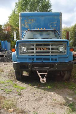 1983? GMC 7000 Box Truck with V8 gas motor, used for storage. Recently had running. Needs tune up an