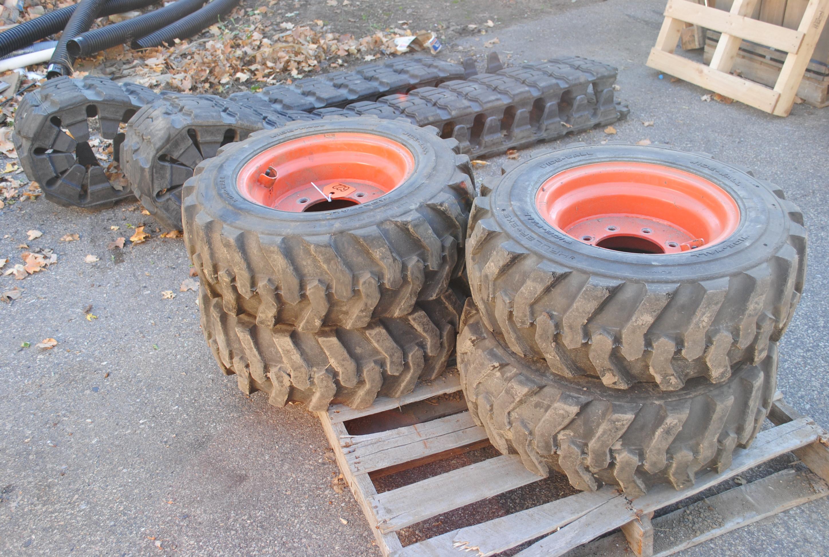 Over the Tire Rubber Tracks with tires and wheels and installation tools, fits S185, tires are 27-10