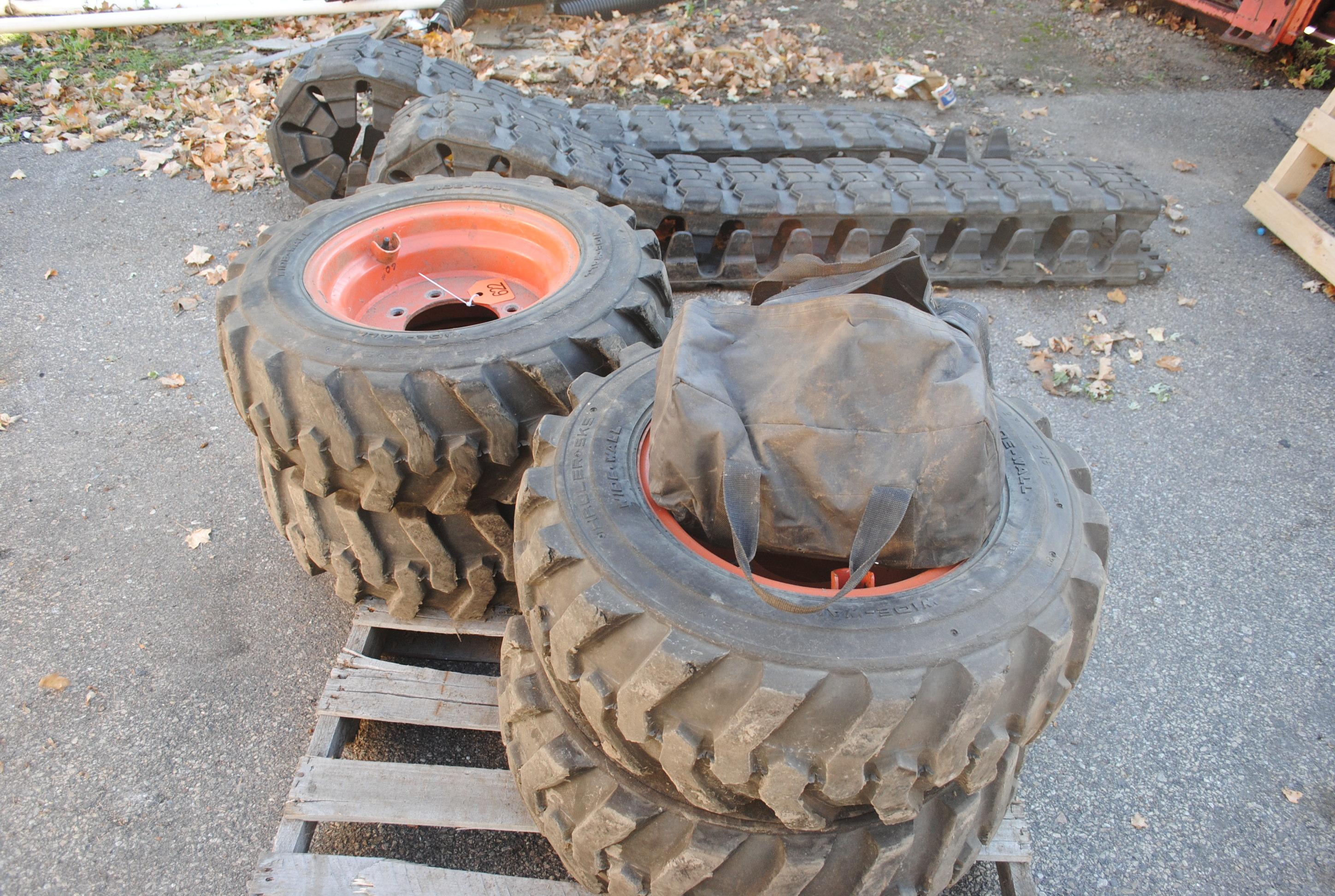 Over the Tire Rubber Tracks with tires and wheels and installation tools, fits S185, tires are 27-10