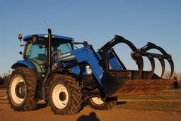 New Holland T6.140 Tractor with 845TL loader, front wheel assist, left hand reverse, 3-point, 1,000