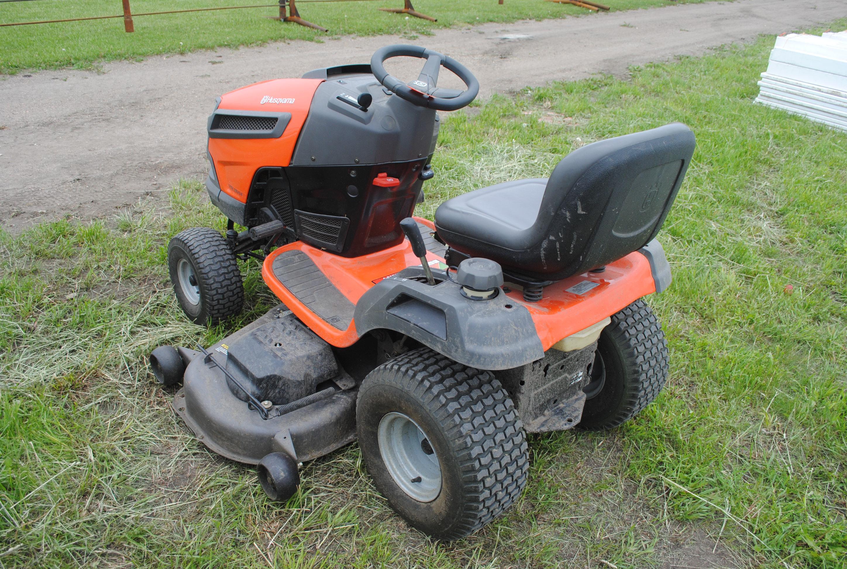 Husqvarna YTH26V54 rid. mower w/54" deck. Briggs 26hp, shows 43.2 hours, runs, drives, has a key