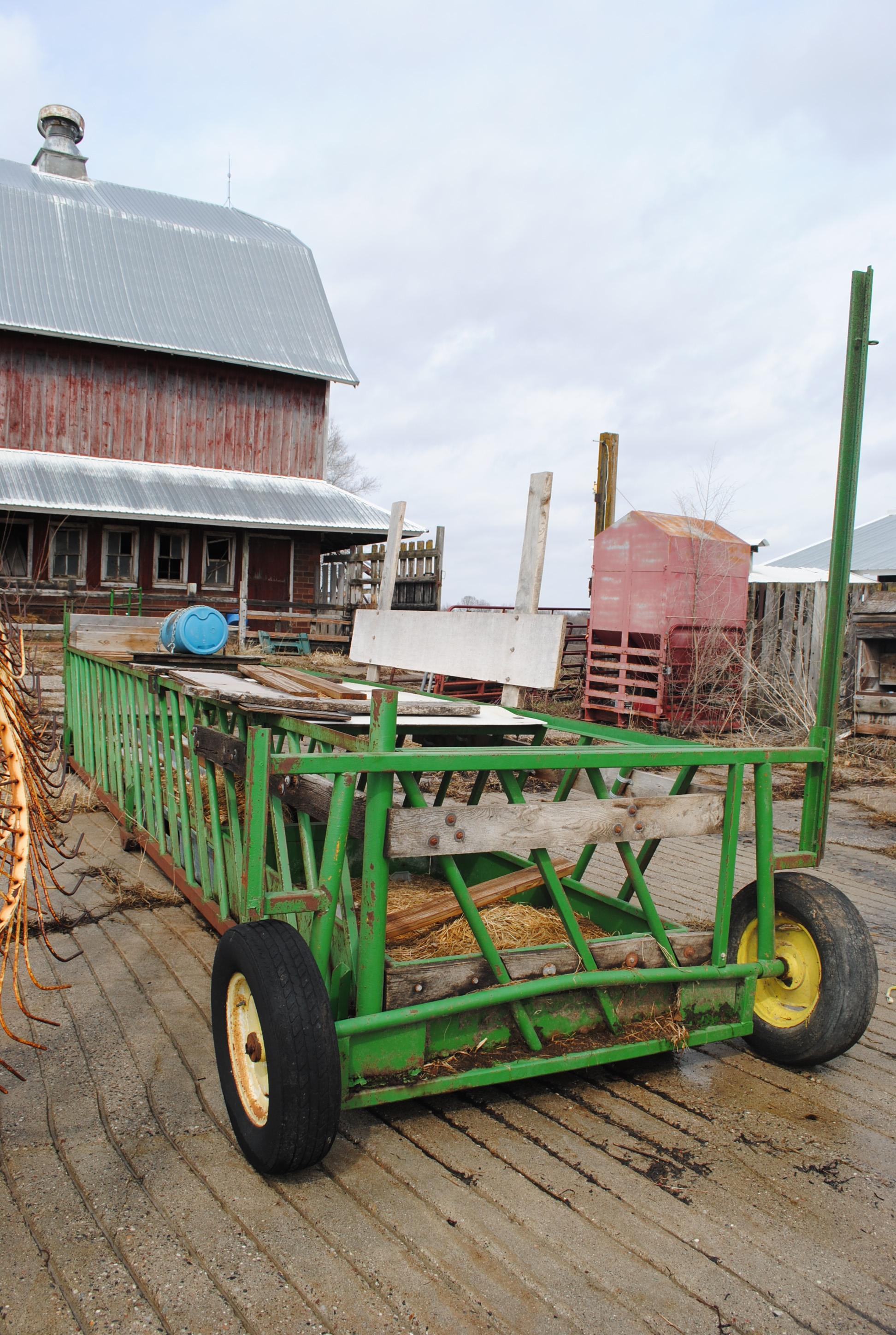 Homemade Feeder Wagon/Portable Feed Bunk measures 25' long by 4' wide by 42" tall